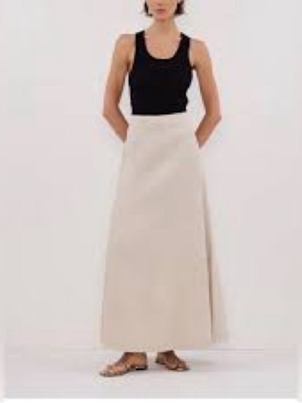 Dissh- MONIQUE NATURAL LINEN SKIRT - 4 / NATURAL